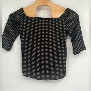 Bailey 44 NWT Off Shoulder Black Printed‎ Blouse 3/4 Length Sleeves Size S